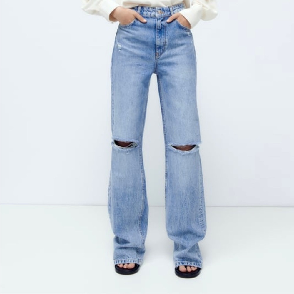 ZARA Full Length Ripped Jeans
